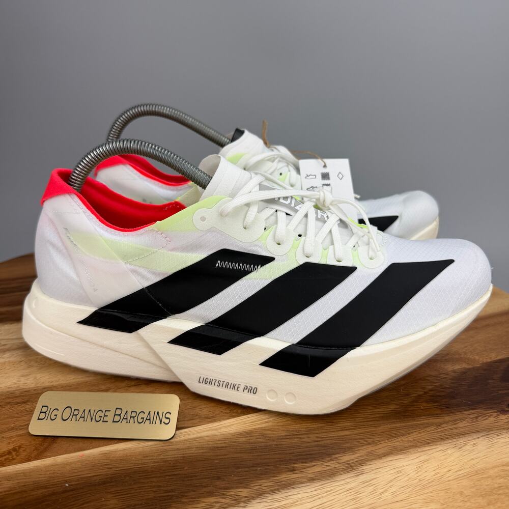 adidas Adizero Adios Pro 4 Running Shoes White Black Women's 10 New JR1163